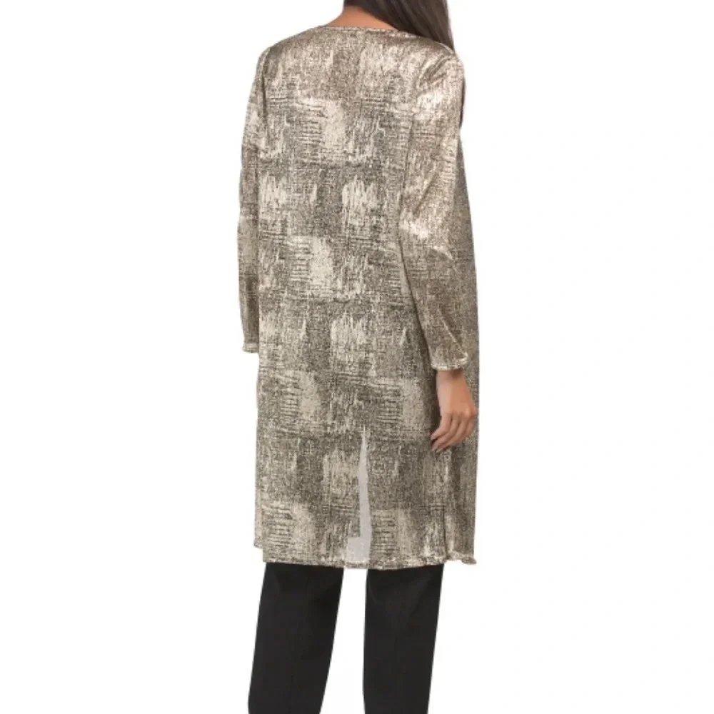 ANNE KLEIN Metallic Crinkle Duster - Picture 2 of 2